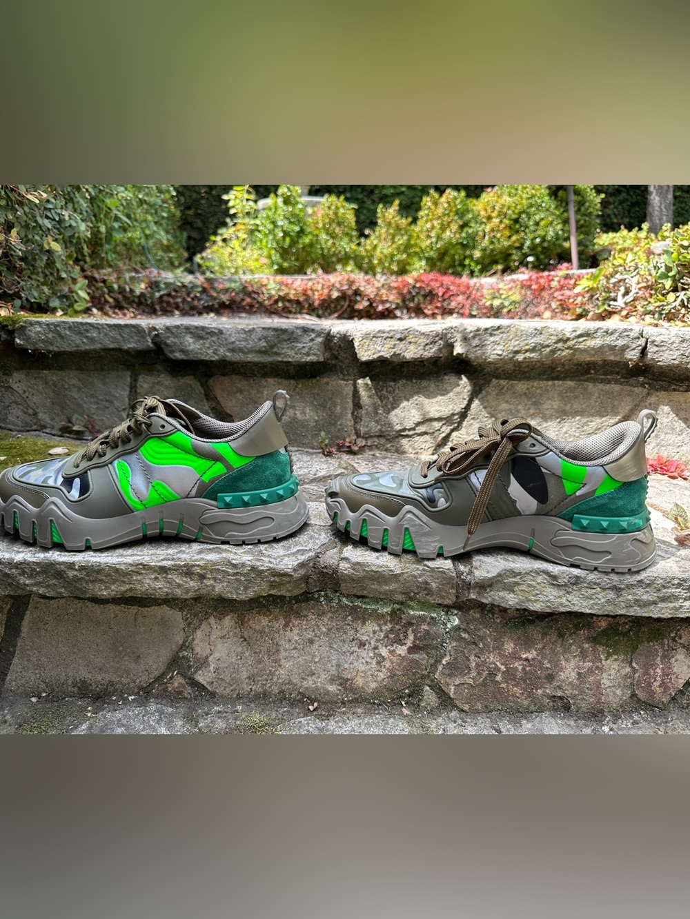 Valentino Garavani Olive and Neon Green Men’s Sneakers